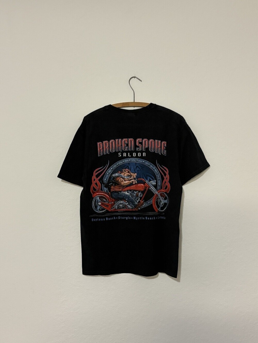 Vintage 90s Anvil Broken Spoke Saloon Motorcycle Graphic Shirt Size Mens M